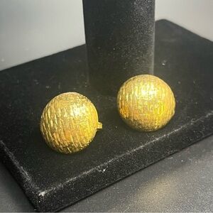 Monet Classic vintage Brushed Gold Clip Earrings.